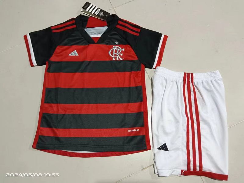 Kids-Flamengo 24/25 Home Soccer Jersey